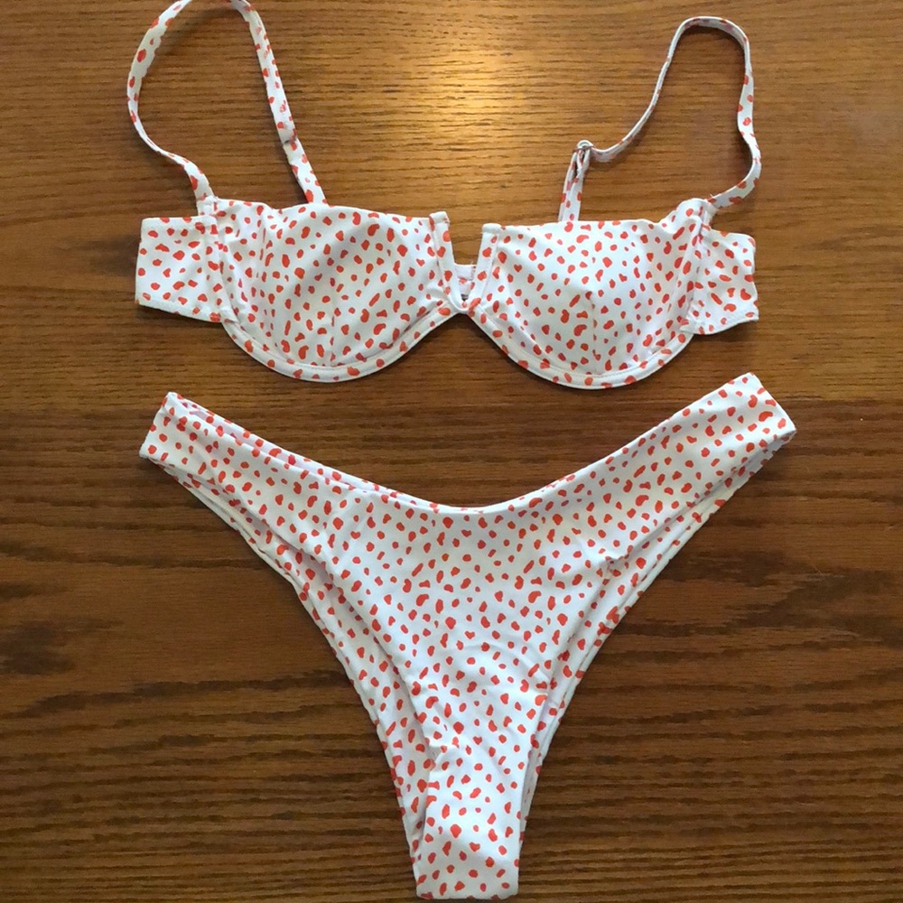 Orange Spotted/Cow Print Bikini (NEVER WORN)